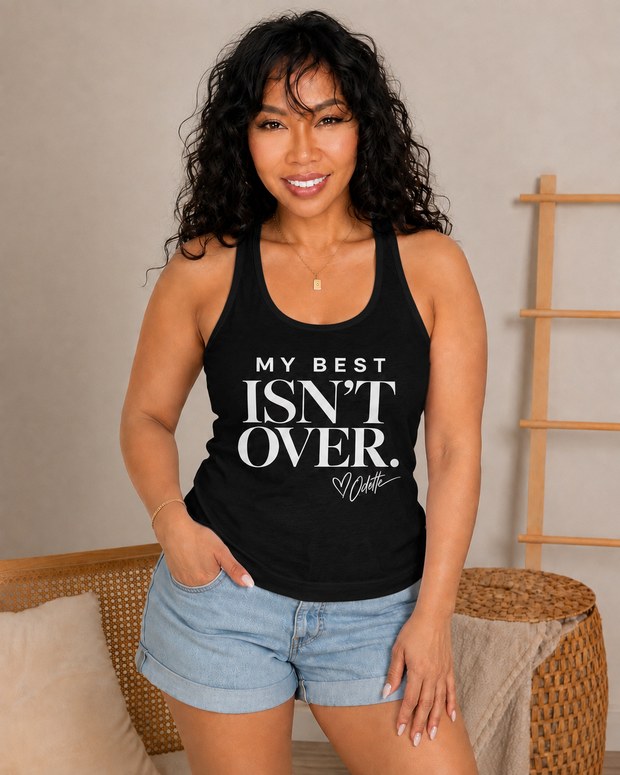 The black My Best Isn&rsquo;t Over. racerback tank